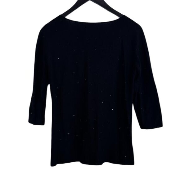 J. Jill Black Crystal Embellished 3/4 Sleeve Pullover Top - Size Small - Picture 5 of 8